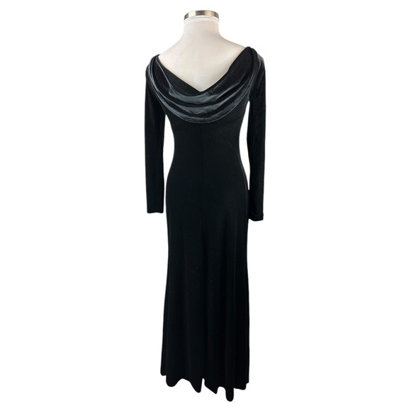 Vtg Lauren Ralph Lauren Velvet Black Maxi Dress Drape Back Evening Gown Medium - Picture 12 of 15